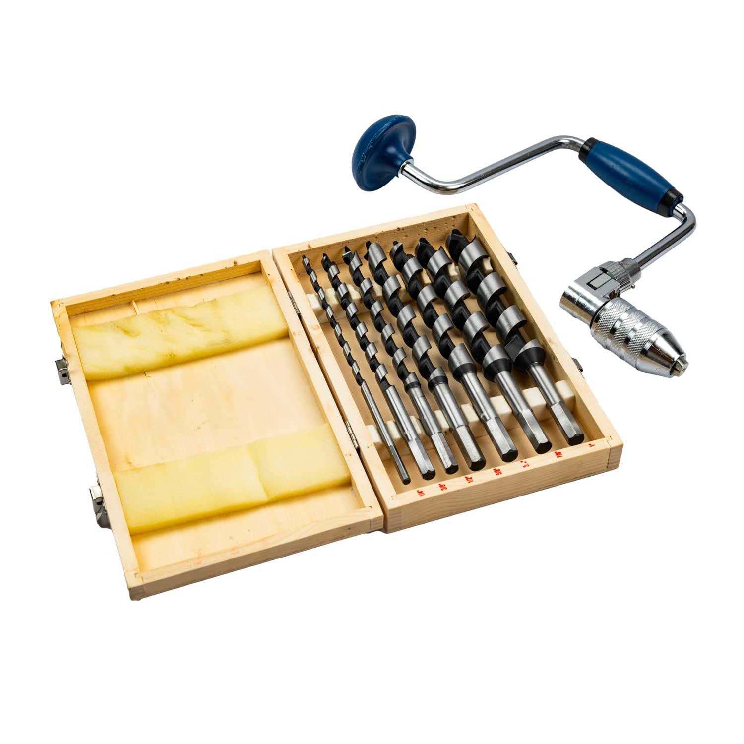 Mazmer Carpenters Bit Brace Hand Crank Drill with 12-Inch Swing Arm, Steel and Plastic Construction