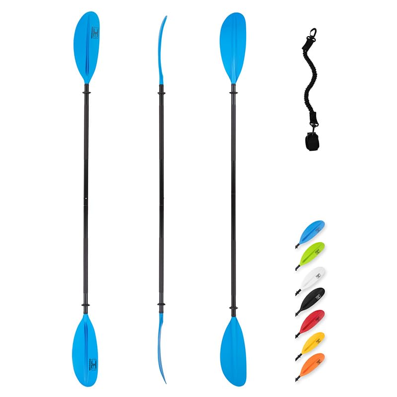OCEANBROAD Kayak Paddle 86in/218cm, 90.5in/230cm, 95in/241cm Alloy Shaft Kayaking Boating Canoeing Oar with Paddle Leash