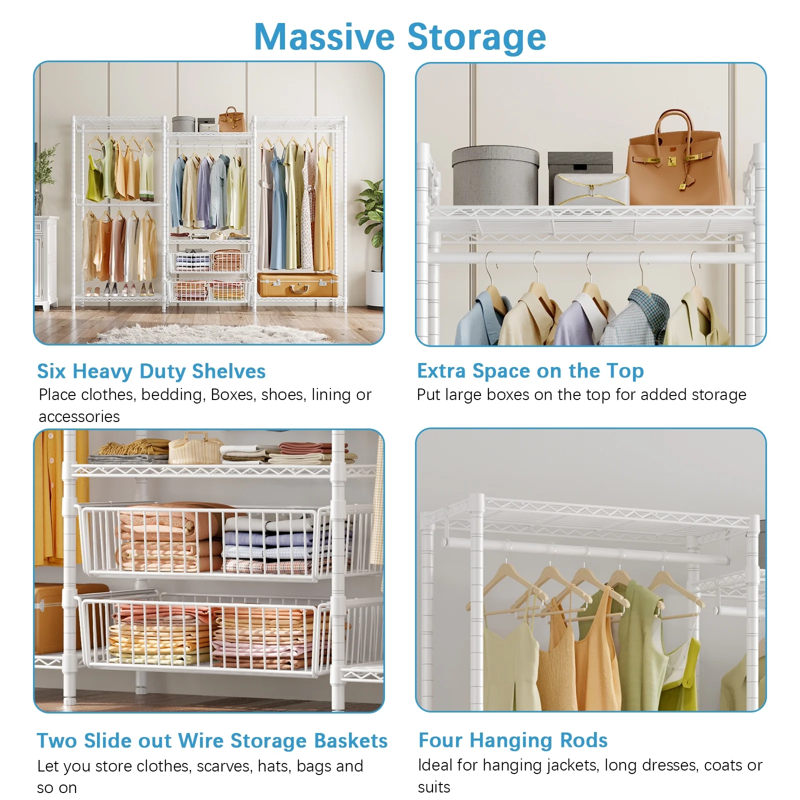 VIPEK V10i Wire Portable Closet Heavy Duty Clothes Rack, Adjustable Large Size Clothing Rack, White