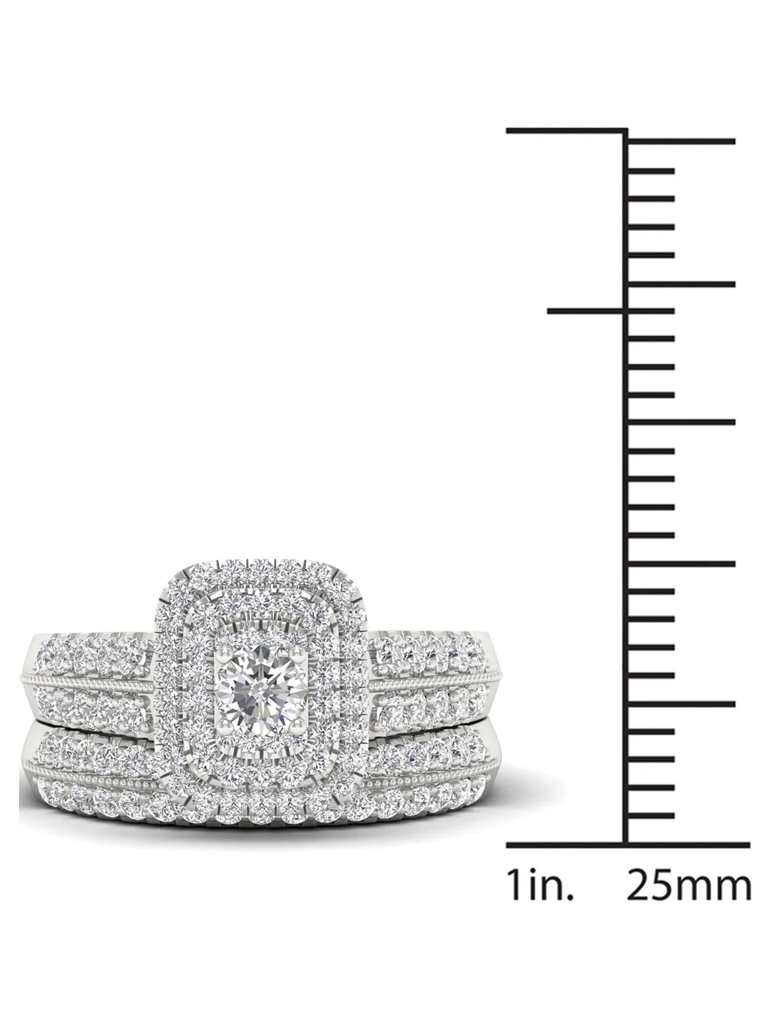 Imperial 1ct TDW Diamond 14K White Gold Halo Engagement Ring Set