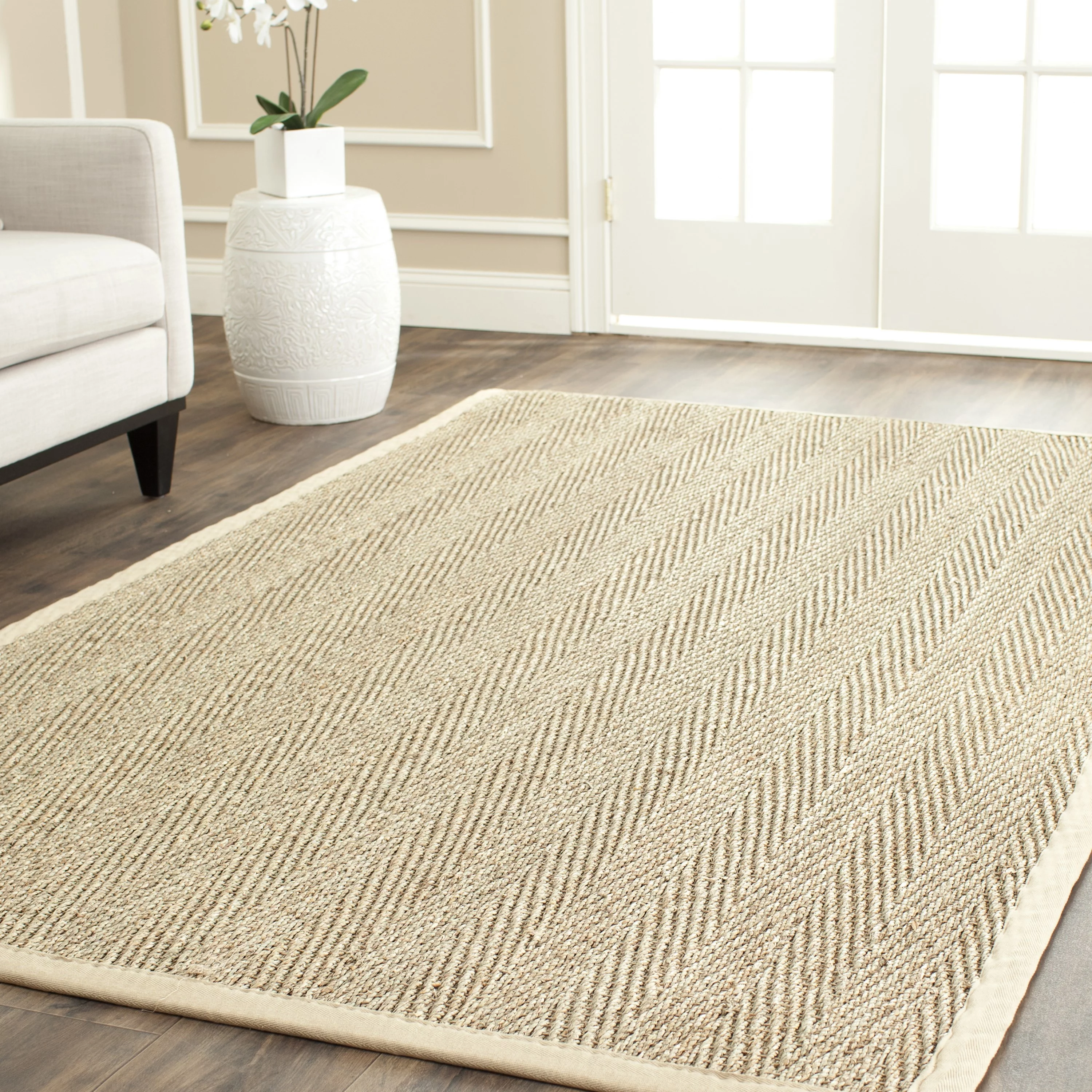SAFAVIEH Natural Fiber Maisy Border Seagrass Area Rug, Natural/Beige, 3' x 5'