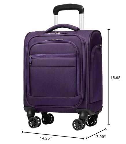 Coolife Underseat Carry On Luggage Softside Lightweight Rolling Travel Bag Spinner Suitcase