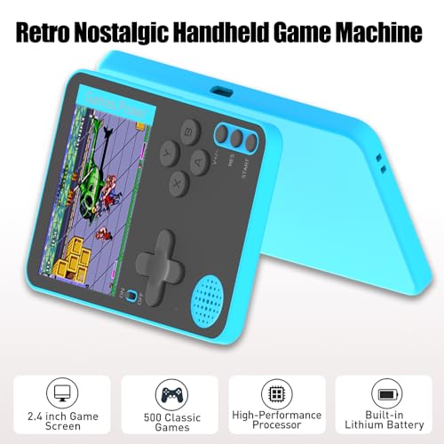 Tiny Retro Handheld Game Console with 500 Built-in Classic Arcade Games, Featuring a 2.4