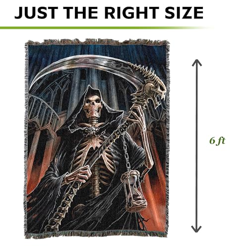 Pure Country Weavers Summon The Reaper Woven Blanket by Anne Stokes - Fantasy Gift Cotton Tapestry Throw - Made in The USA - 72