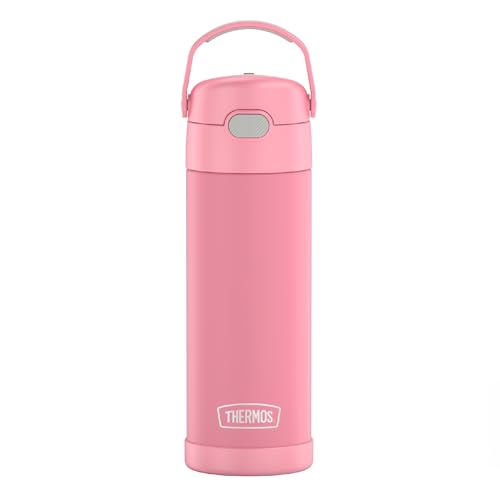 THERMOS FUNTAINER 16 Ounce Stainless Steel Vacuum Insulated Bottle with Wide Spout Lid, Apricot