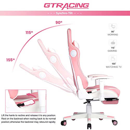 GTRACING Gaming Chair with Footrest Speakers Video Game Chair Bluetooth Music Heavy Duty Ergonomic Computer Office Desk Chair