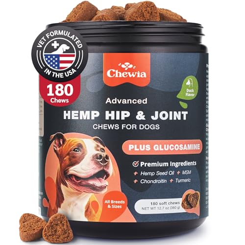 Glucosamine for Dogs - Hip and Joint Supplement Dogs - Glucosamine Chondroitin Dog Chews with MSM - Dog Hip and Joint Supplement - Hemp Hip and Joint Chews for Dogs - Mobility, Skin & Coat Health