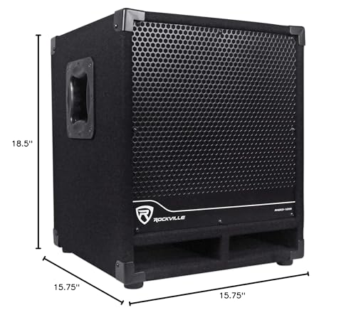 Rockville RBG15S 1600w Active Powered PA Subwoofer w/DSP + Limiter Pro/DJ, 15 inch, Black