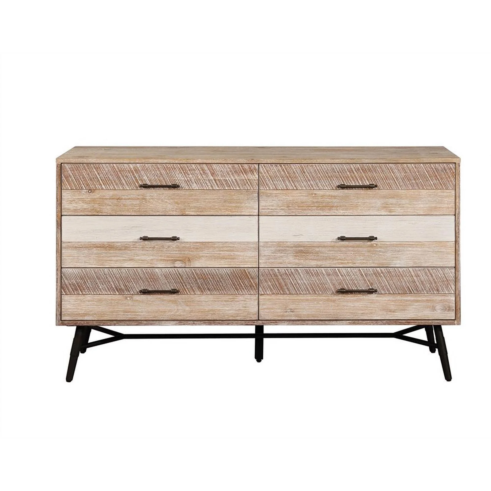 Pemberly Row 6-drawer Farmhouse Wood Dresser in Brown Finish