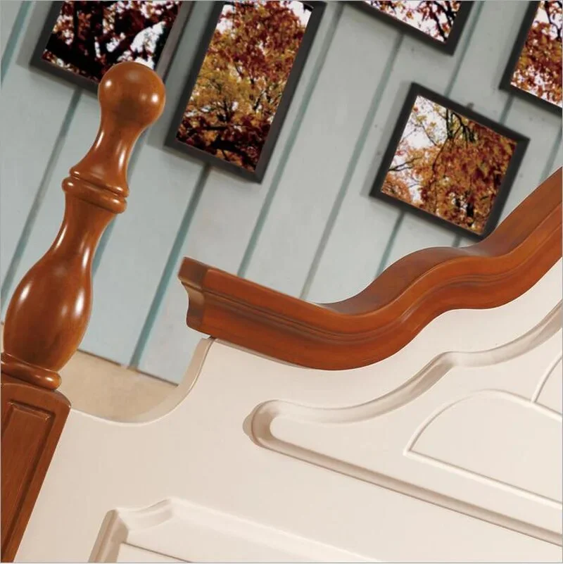 Mediterranean rustic wood bed American country side bedroom furniture 1.8m p10261