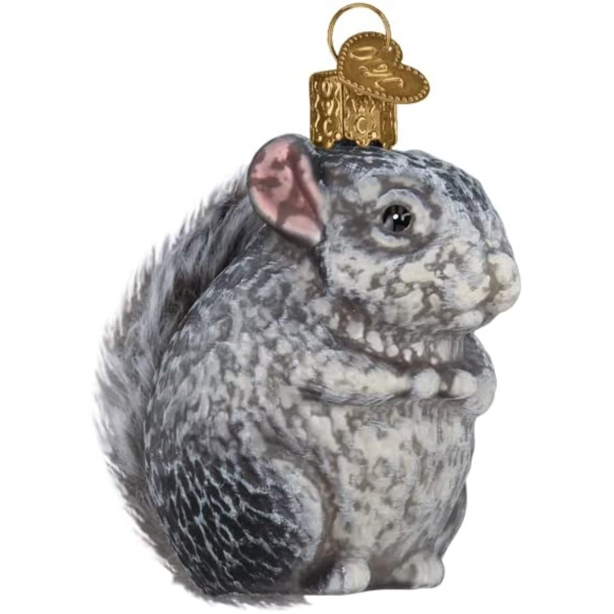 Old World Christmas Glass Blown Tree Ornament, Vintage Chinchilla (With OWC Gift Box)