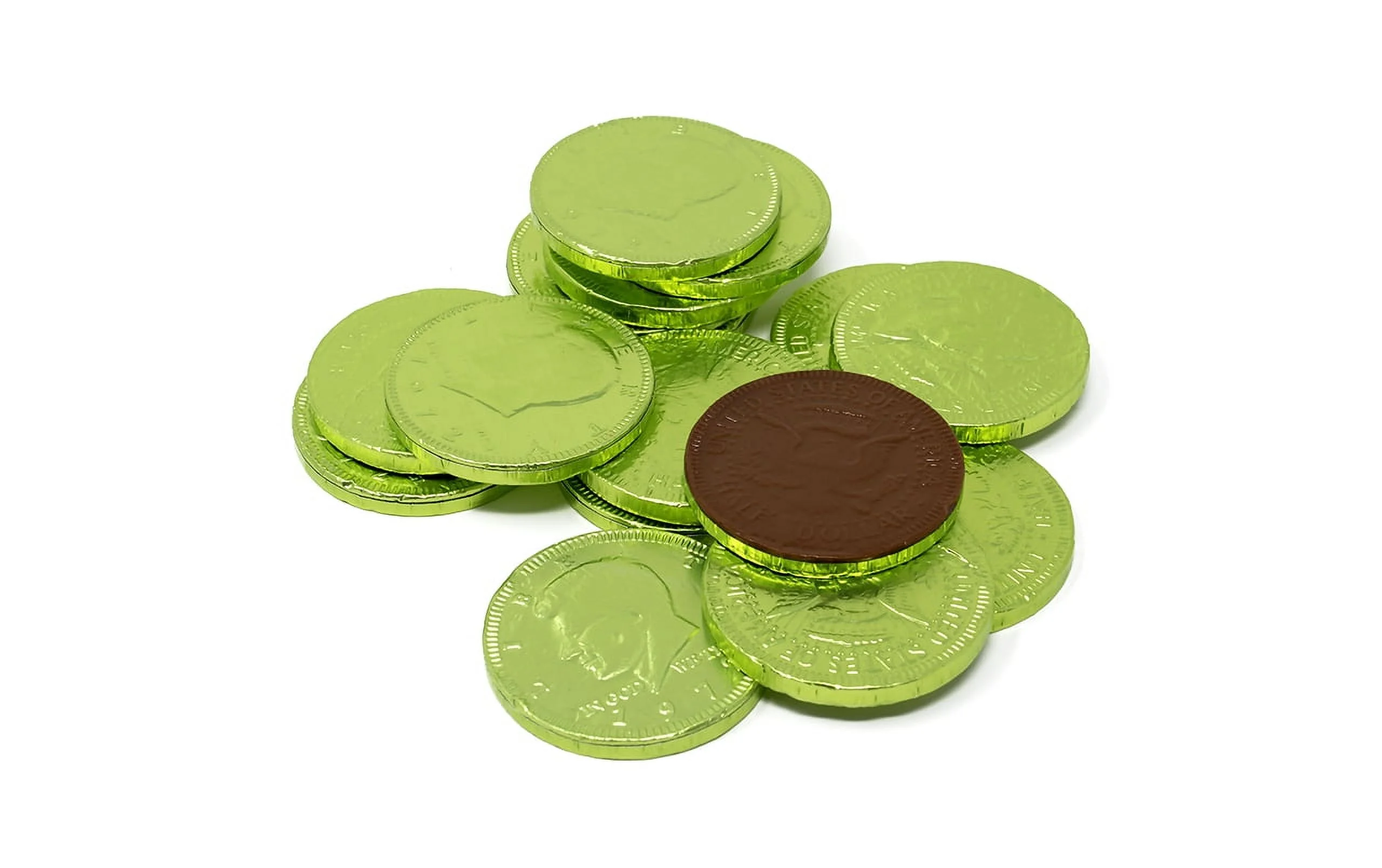 Z/Fort Knox Milk Chocolate 1.5-inch Coins Light Green Foil, 1 lb