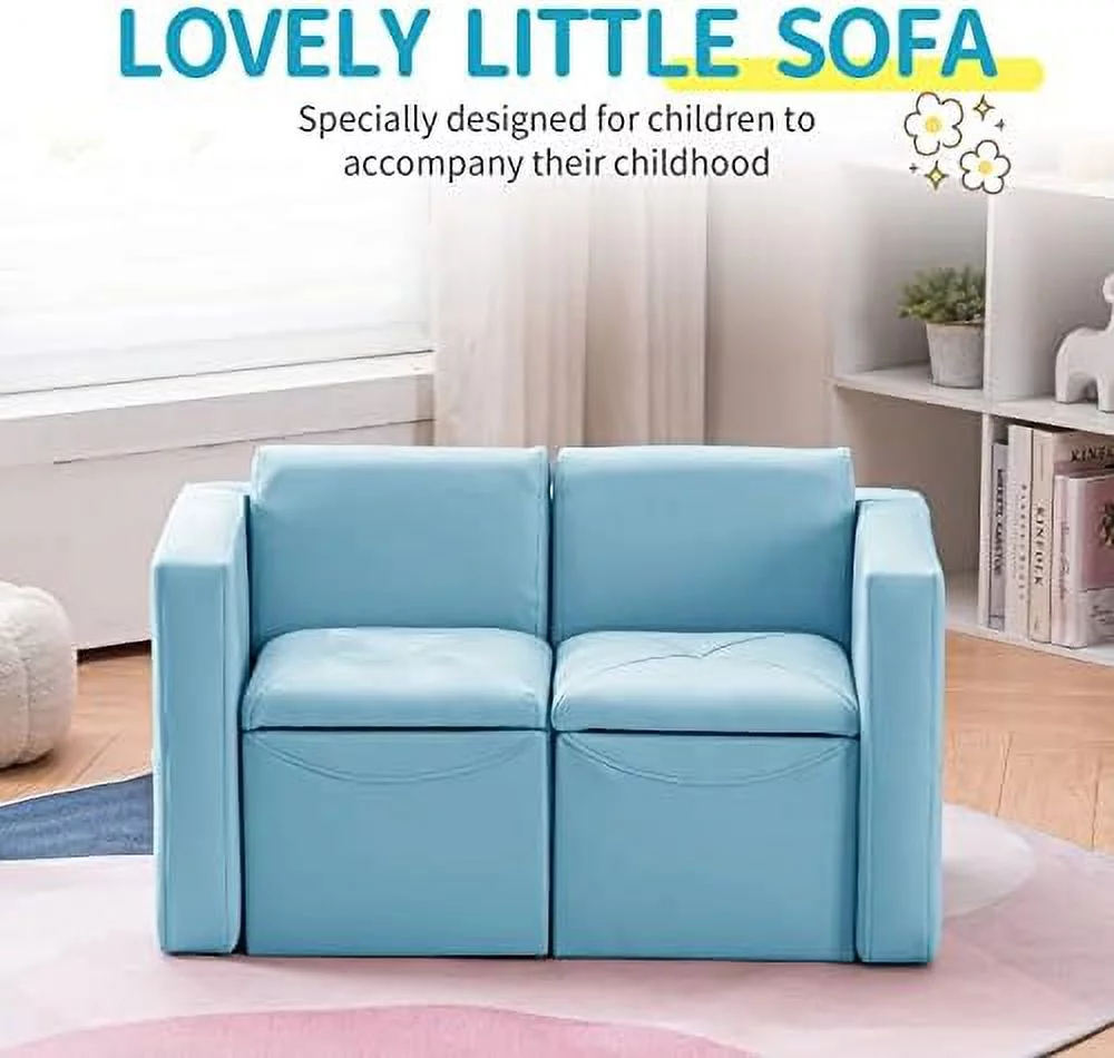 HOOMHIBIU \u2013Kids Sofa  2-in-1 Double Set Sofa Convert to Table & 2 Chairs  Toddler Lounge with Leather Surface  Children Boys Girls Couch Armrest Chair with  Box (ZKL-111K-Pink)