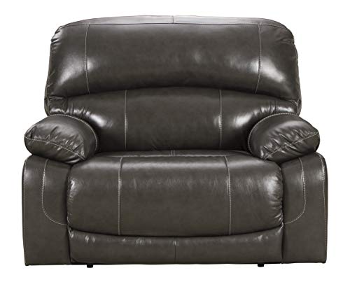 Signature Design by Ashley Jesolo Modern Faux Leather Manual Pull Tab Double Reclining Sofa, Dark Brown
