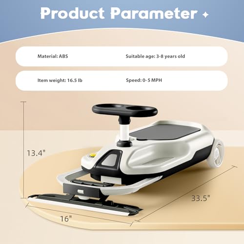 Upgraded Clean Car for Kids, Electric Go Kart with Bearing Steering Rod, Stepless Speed, Glowing Wheels & Storage, 12V Ride-On Race Wiggle Vehicle with Floor Cleaner Function, for Ages 3+