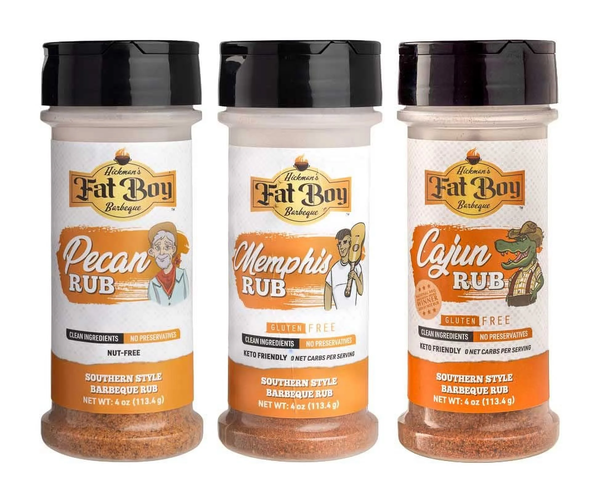 Fat Boy Natural BBQ Southern 4 oz Rub Package - Perfect for Pork, Chicken, Beef, and Ribs - Clean Ingredients and No MSG - 4 oz EACH