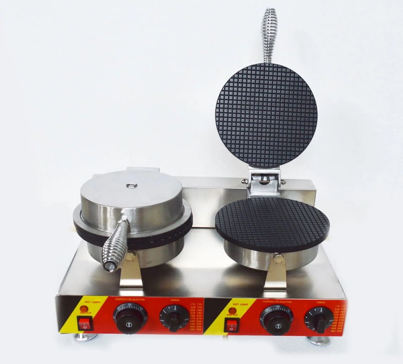 EQCOTWEA Ice Cream Cone Machine Egg Roll Toast Sandwich Maker Double Head 8.23in