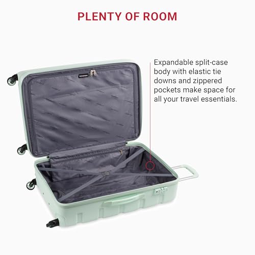 SwissGear 7366 Hardside Expandable Luggage with Spinner Wheels, White, Carry-On 19-Inch