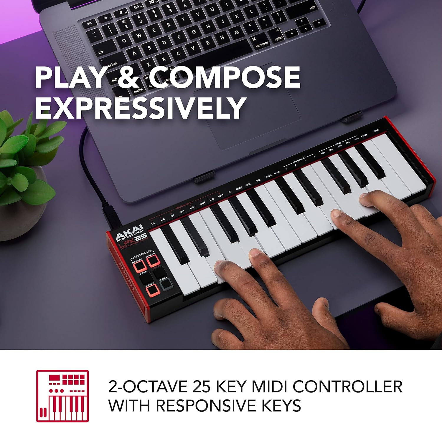 Beat Maker Bundle - AKAI Professional LPK25 and LPD8 - USB MIDI Keyboard with 25 Synth Keys and USB MIDI Controller with 8 Responsive RGB MPC Drum Pads, with Music Production Software