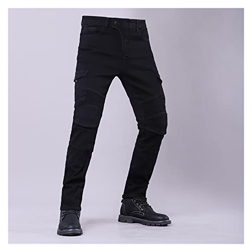 Motorcycle Riding Jeans Dirt Bike Racing Pants 4 Detachable Armors for Knees, Crotch Men's/Women's Motorcycle Gear (Color : Blue, Size : Large/32)