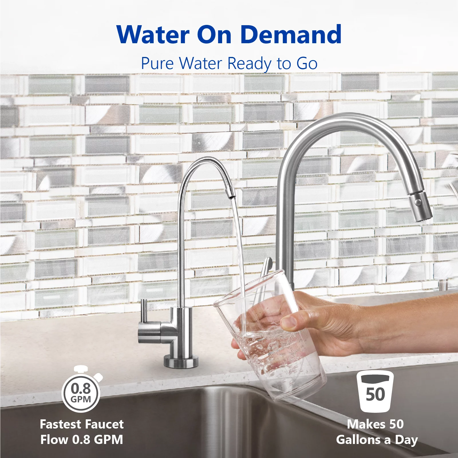 Express Water 5 Stage Under Sink Reverse Osmosis Water Filtration System 50 GPD RO Membrane Filter Modern Chrome Faucet Ultra Safe Residential Home Drinking Water Purification - extra set of 4