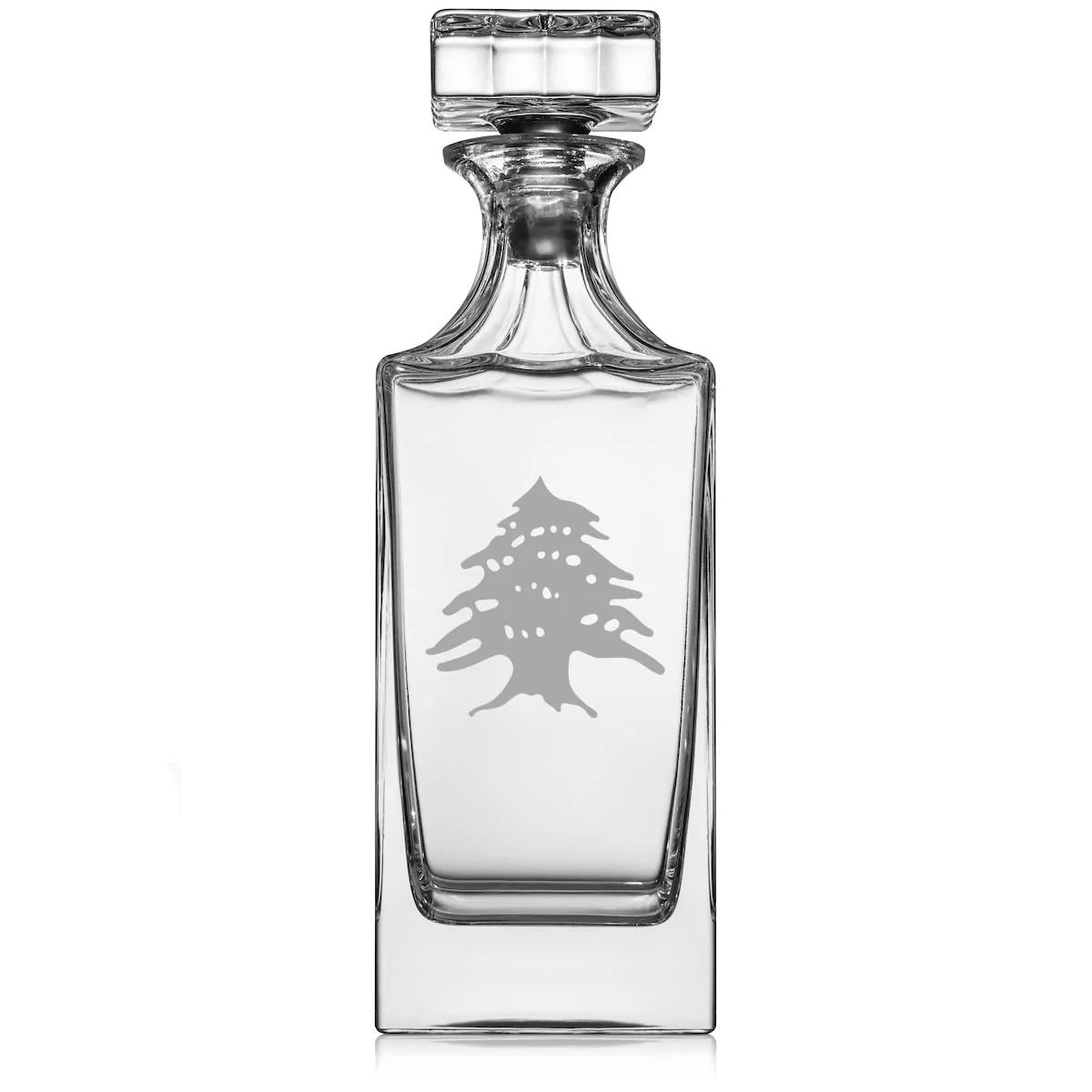 30 oz Glass Whiskey Decanter with Glass Stopper Gift Cedar Tree Lebanon Lebanese