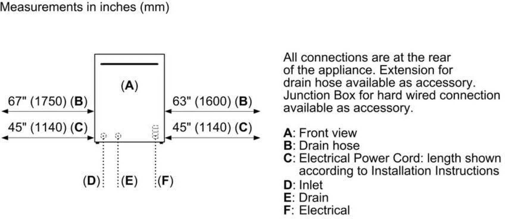 Bosch SHEM63W55N 300 Series 44dB Stainless Built-In Dishwasher