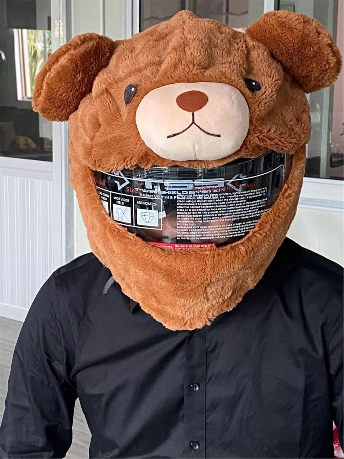 Helmet Cover for Motorcycle Helmet, Fun Design and Gifts (Cover Only. Helmet Not Included) Comprehensive Warmth Suitable for Full Helmet,Bear