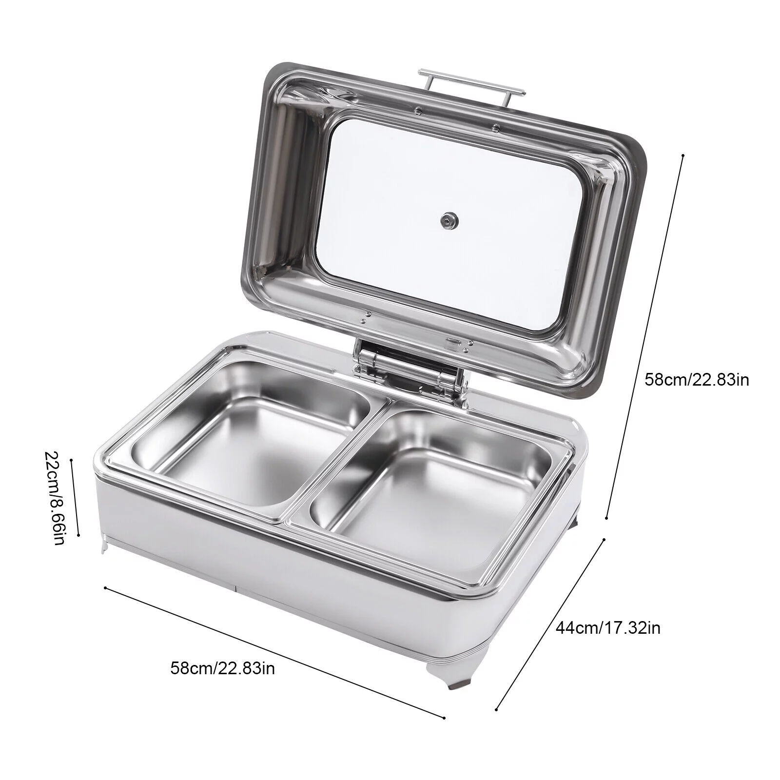 9L Electric Food Warmer W/ 2 Trays Countertop Buffet Server Heating Plate 45-80℃