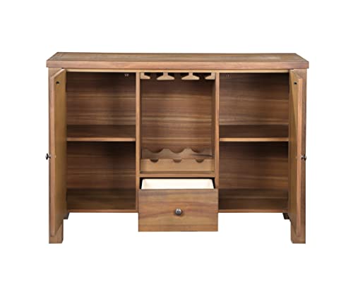 , Server, Gray Fabric, Rustic Brown & Oak Finish DN01133 Servers, Sideboards & Buffets