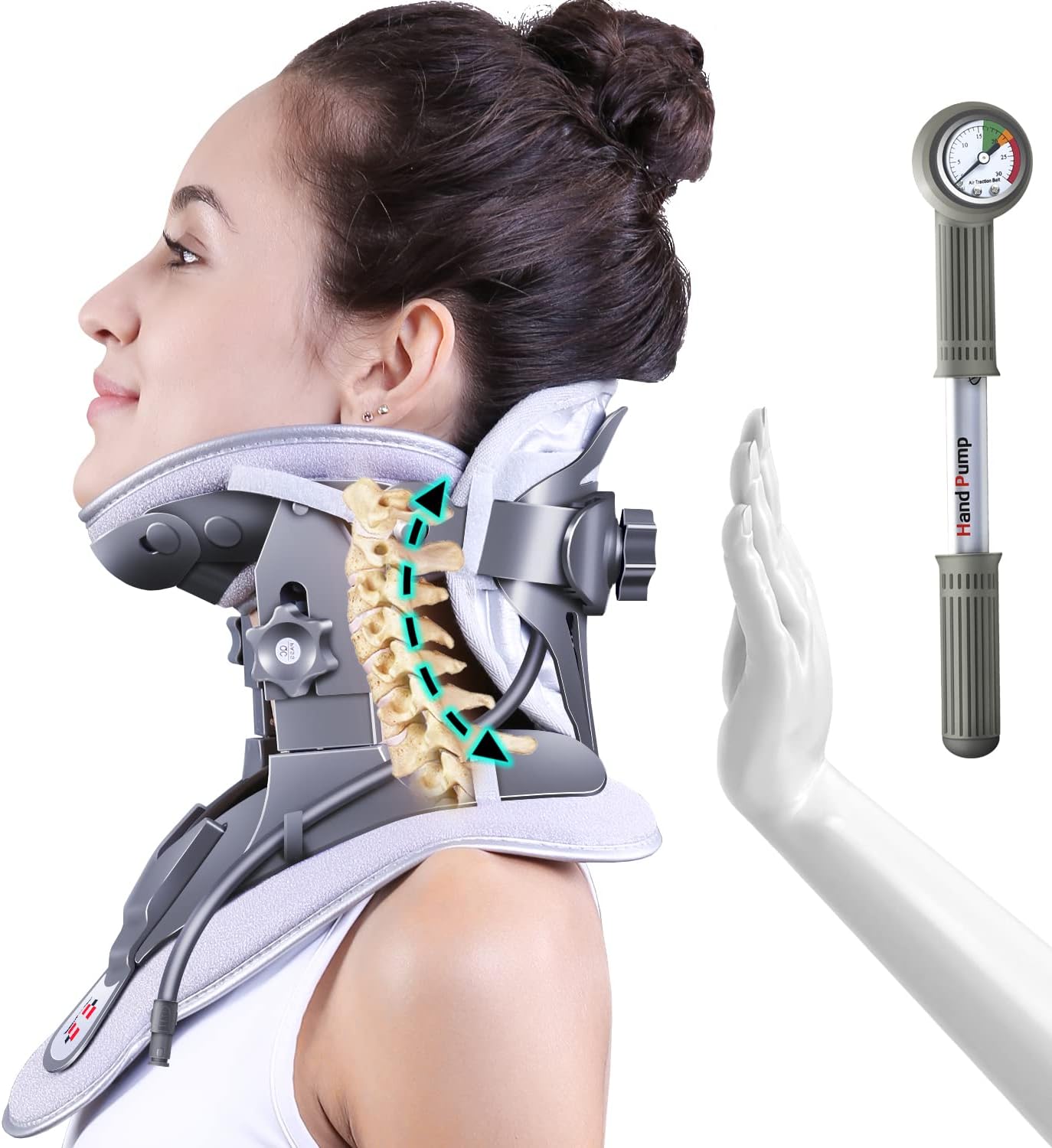 Cervical Neck Traction Device with 3 Power Tractions and 8 Built-in Airbag Support, Adjustable Cervical Traction Device, Neck Pain Relief and Stretching