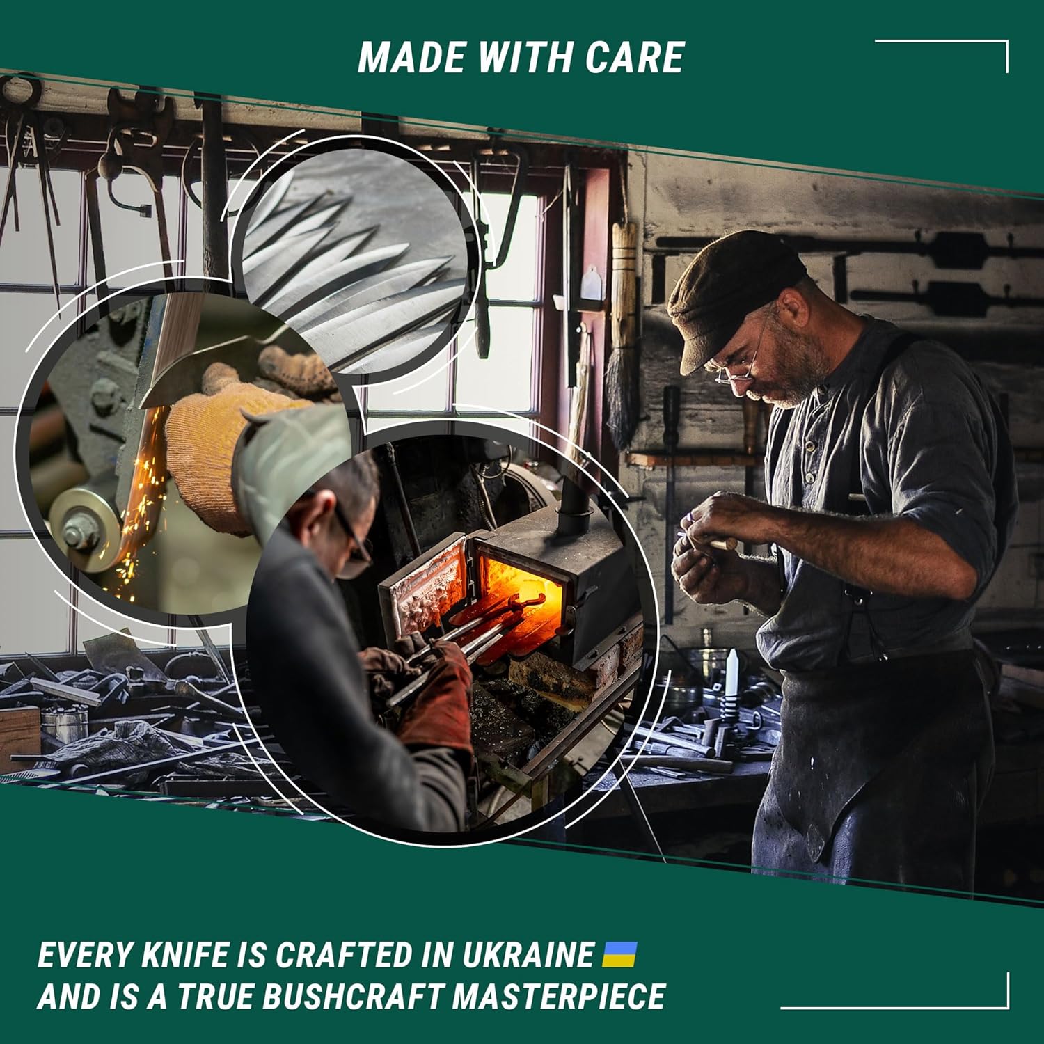 BeaverCraft Bushcraft Knife Fixed Blade Knife with Leather Sheath Camping Knife Full Tang Knife Carbon Steel Bushcraft Knives, Bush Knife | BSH1 Dune