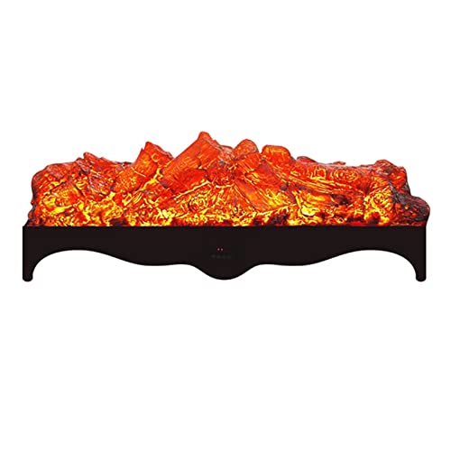 Floating Fireplace for Wall Electric Fireplace Logs, Fireplace Insert Log Heater with Retro Black Four-Corner Base, Realistic Charcoal Pile Ember Bed Electrical Fireplace for Living Room