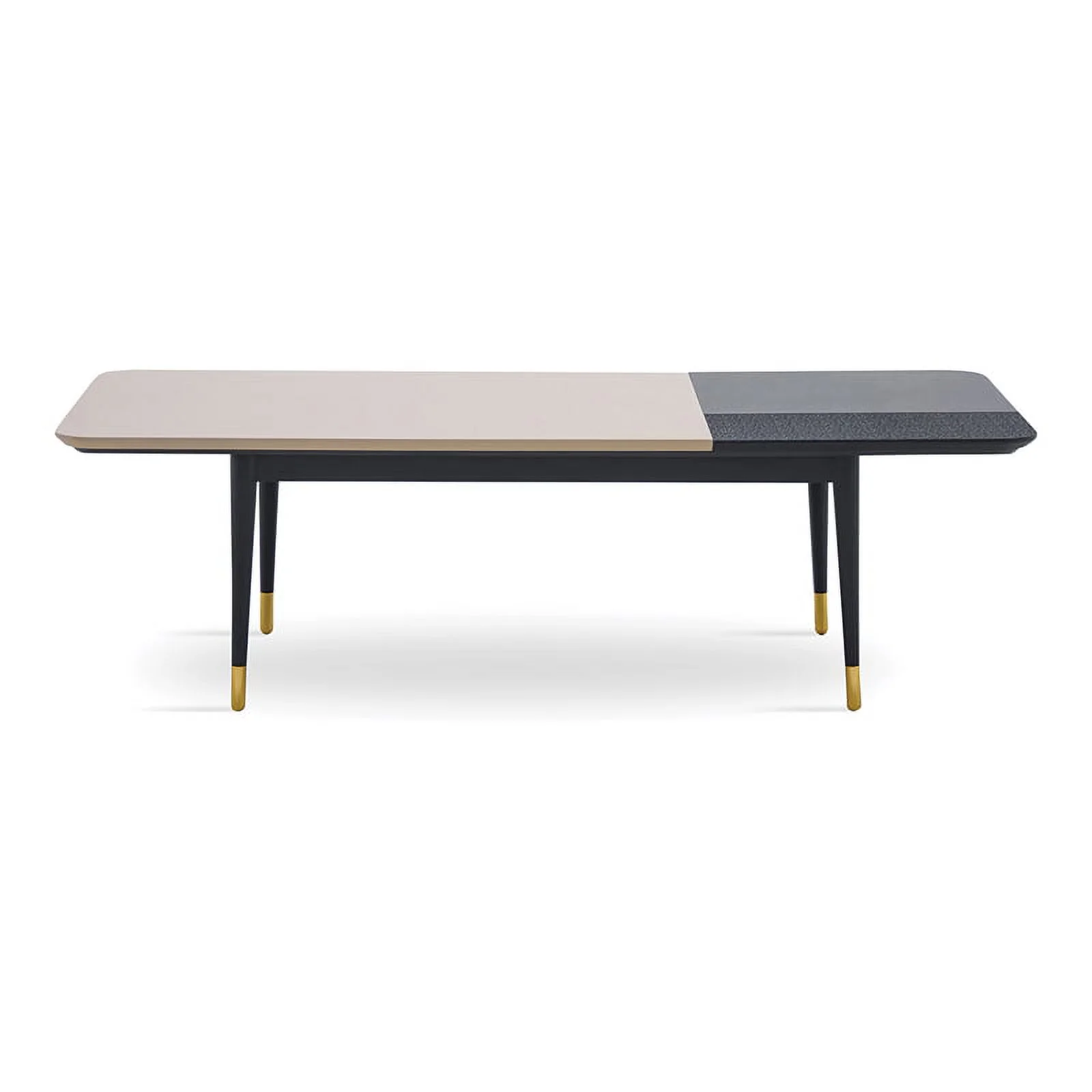 Enza Home Simena Rectangular Engineered Wood Coffee Table in Beige/Black