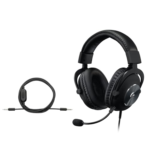 Logitech G Pro X Wired Gaming Headset: Blue VO!CE Detachable Boom Mic, DTS 7.1, 50 mm Drivers, USB/3.5mm Aux, Spare Memory Foam Ear Pads, USB DAC & Bag Included - Black