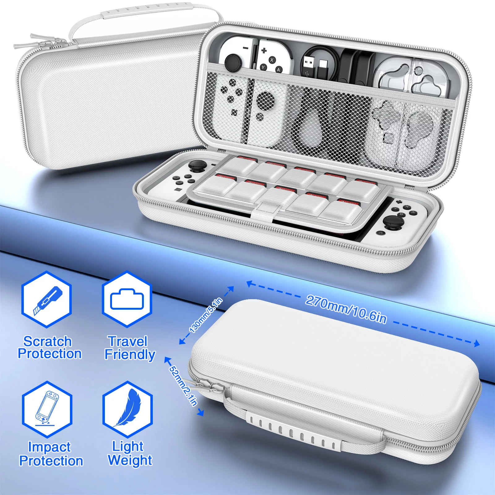 HEYSTOP Switch OLED Accessories Bundle 27 in 1 Compatible with Nintendo Switch OLED ,Switch OLED Carry Case,Dockable Protective Case Cover,Grip Cover,Screen Protector,Game Cards Case,Grip Charge Dock,