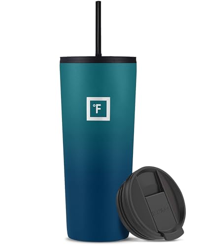 IRON °FLASK Classic Tumbler - Vacuum Insulated Stainless Steel Water Bottle, Double Walled, Drinking Cup, Insulated Travel Mug (Cotton Candy, 24 oz Solid Lid)
