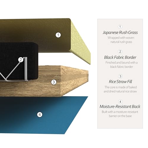 Red Lantern Half Tatami Mat, 1/2 US Queen (30 in x 80 in), Straw