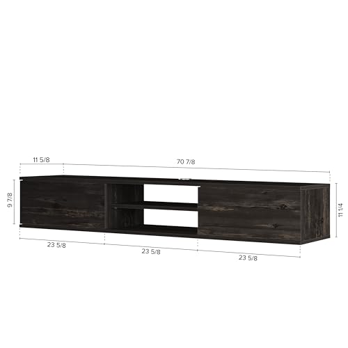 Atelier Mobili Floating TV Stand, 70 inch TV Stand for 75 inch TV, Floating TV Stand Wall Mounted, Floating Entertainment Center, TV Stands for Living Room, Black TV Stand (Black Oak)