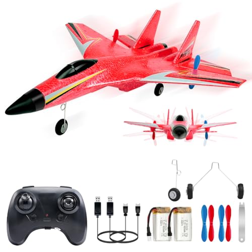 Su-27 RC Airplane,2.4GHz 2 Channel Remote Control Plane with Gyro Night Lights and 2 Batteries, Easy to Fly for Adults, Beginners and Kids Toy