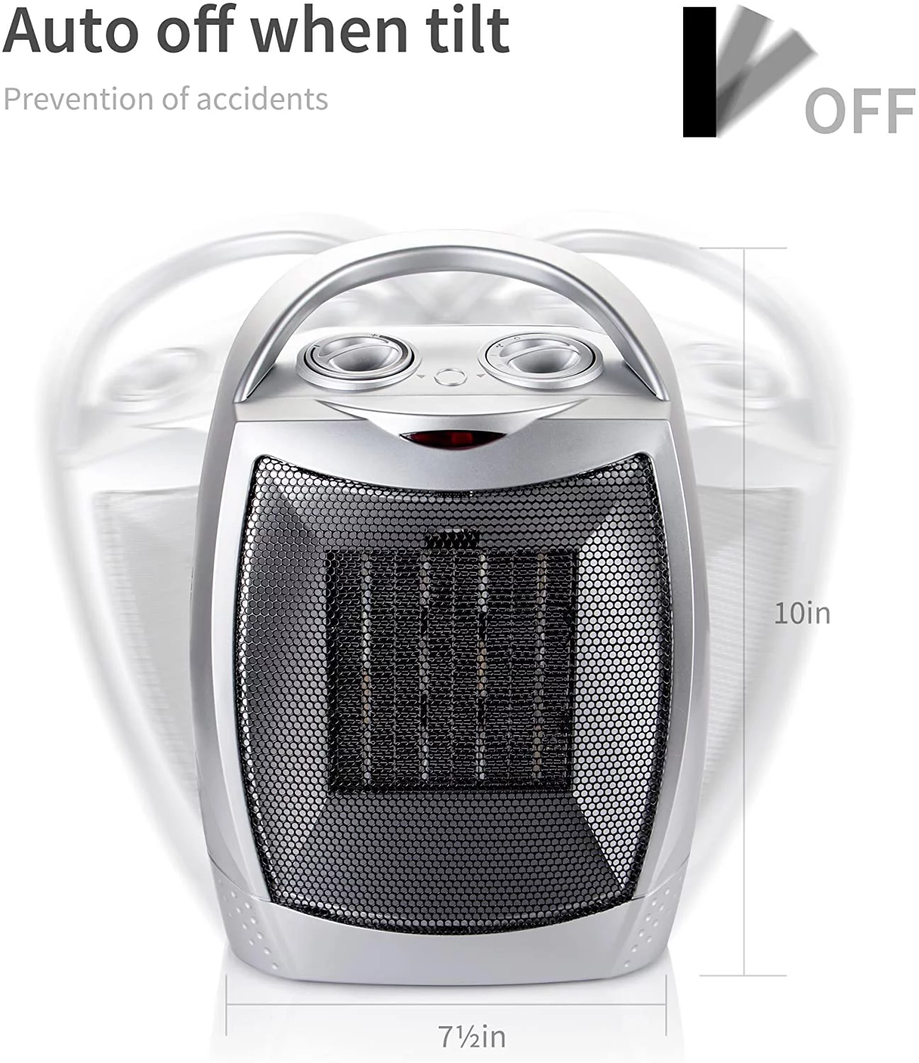 Portable Electric Space Heater with Thermostat, 1500W/750W Safe and Quiet Ceramic Heater Fan, Heat Up 200 Square Feet for Office Room Desk Indoor Use