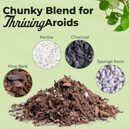 Organic Aroid Potting Mix by Perfect Plants | Chunky Gardening Soil for Tropical Indoor House Plants | Pine Bark Chips and Mycorrhizae (8qt)