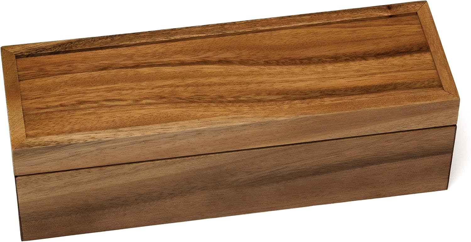 Lipper International Acacia Wood Tea Box with 4 Sections, 12-1/2