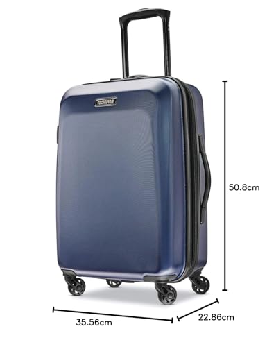 American Tourister Moonlight Hardside Expandable Luggage with Spinner Wheels, Blue Terazzo, 2-Piece Set (20/28)