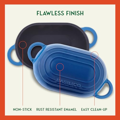 Enameled Cast Iron Bread Oven 2 Qt (Blue), Non-Stick Single Loaf Cast Iron Bread Pan with Lid, Easy Homemade Sourdough Dutch Oven with Lid, Oven-Safe Artisan Bread Baking Pan