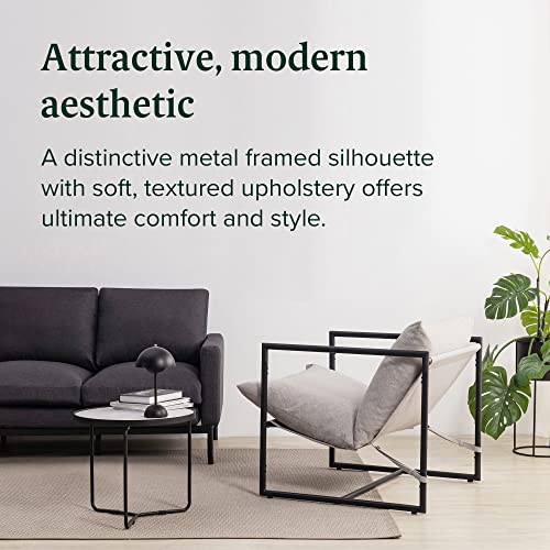 ZINUS Aidan Sling Accent Chair, Metal Framed Armchair with Shredded Foam Cushioning, Black