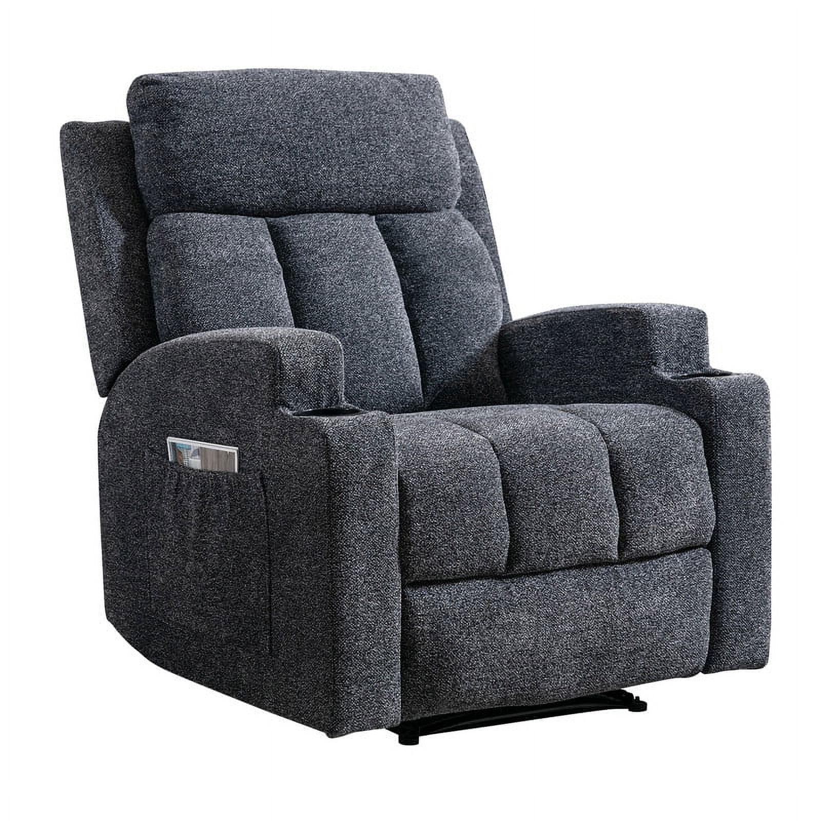 Ebello Design Manual Massage Recliner Chairs with Heat, with Side Pockets and Cup Holders Overstuffed Breathable Fabric Reclining Chair, Single Sofa Home Theater Seating