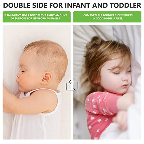 Dream On Me Asheville 4” Firm Fiber Crib And Toddler Mattress | Waterproof | GreenGuard Gold Certified | Dual-Sided Mattress | Grey Embossed Cover | Lightweight Reversible Design