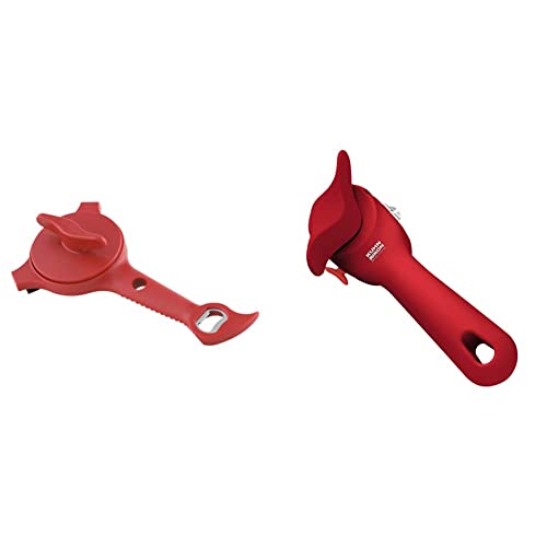Kuhn Rikon 5-in-1 Multi-Purpose Strain-Free Opener for Jars, Bottles and Ring-Pull Cans, 5 x 10 x 2.25 inches, Red & Kuhn Rikon Auto Safety LidLifter/Can Opener with Ring Pull