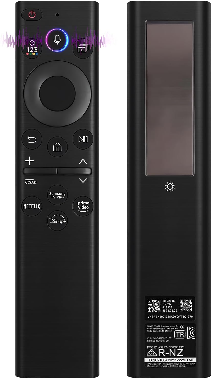 New BN59-01385A for Samsung Original Remote Control Solar Voice Remote Compatible with Samsung 2021-2022 Neo LED Smart 4K Ultra HD TV, Black